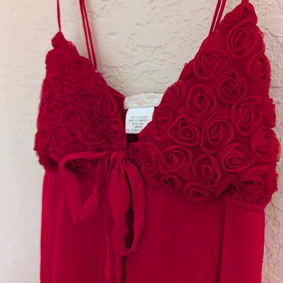 Vintage Inner Most Rose Red Lingerie Floral Intimate Sexy Tank Top Size M Y2K 90 - Picture 3 of 6